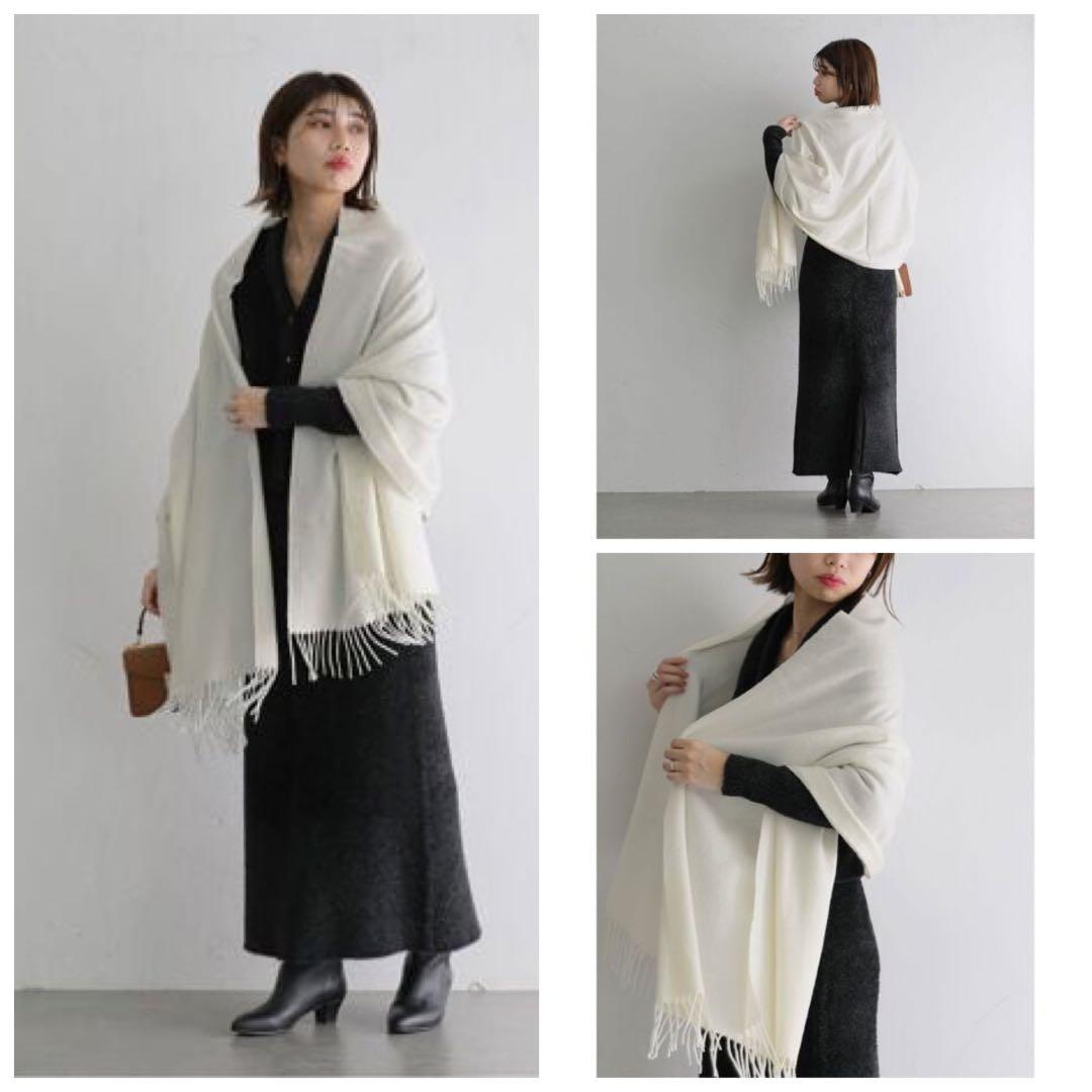 タグ付き 23AW La Totalite カシミヤストール ホワイト系