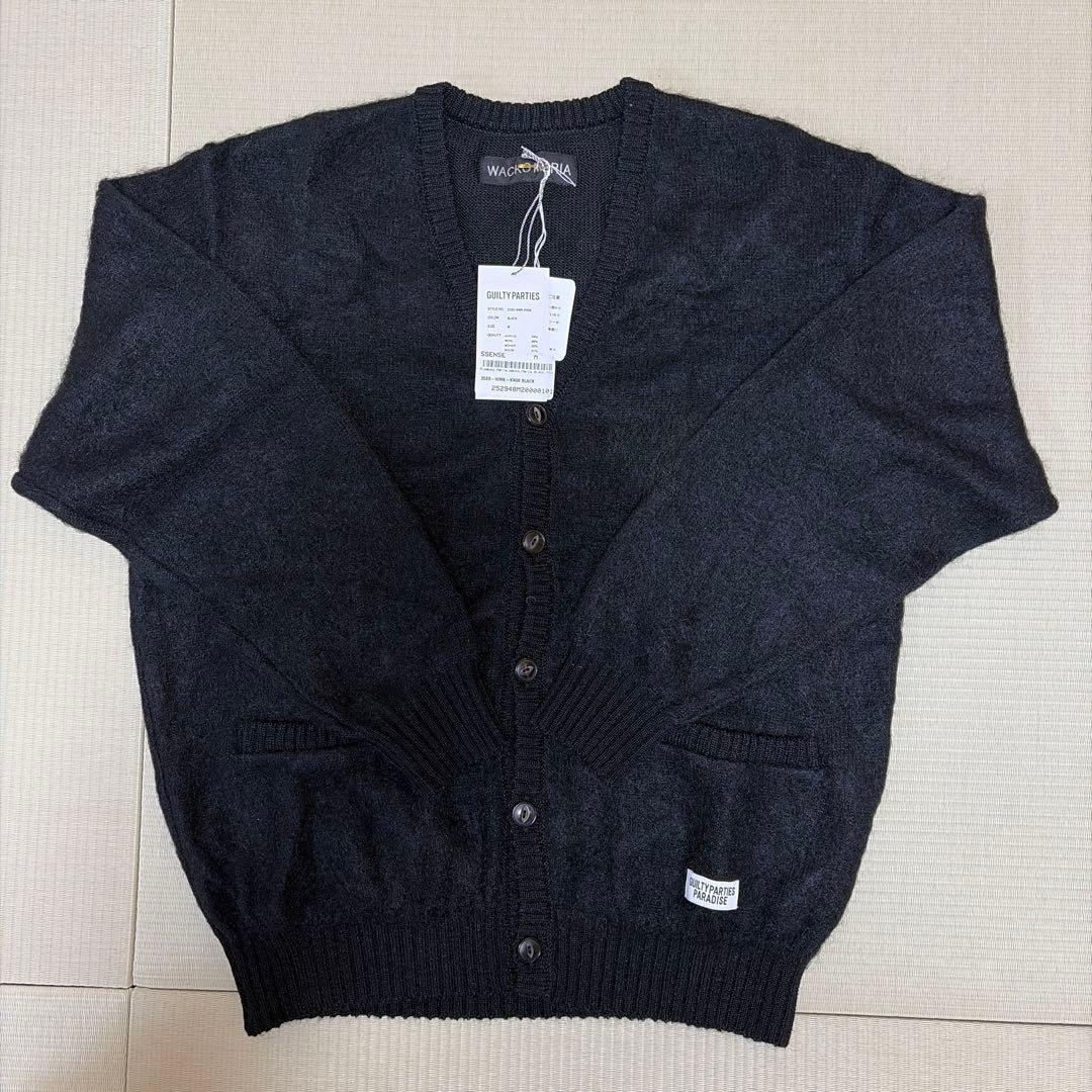 【新品】 WACKO MARIAブラック モヘアカーディガン　Mサイズ　25SS