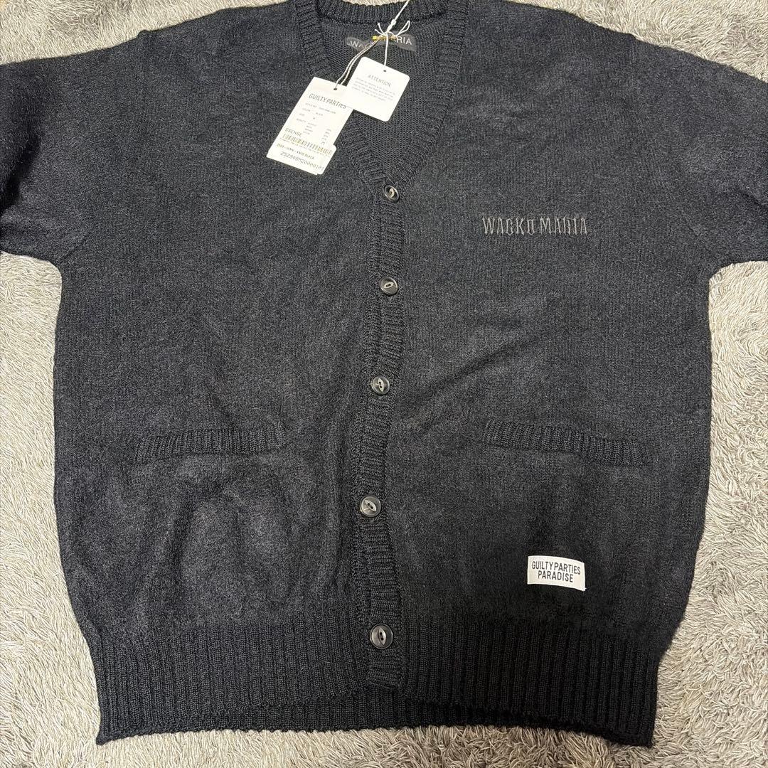 【新品】 WACKO MARIAブラック モヘアカーディガン　Mサイズ　25SS