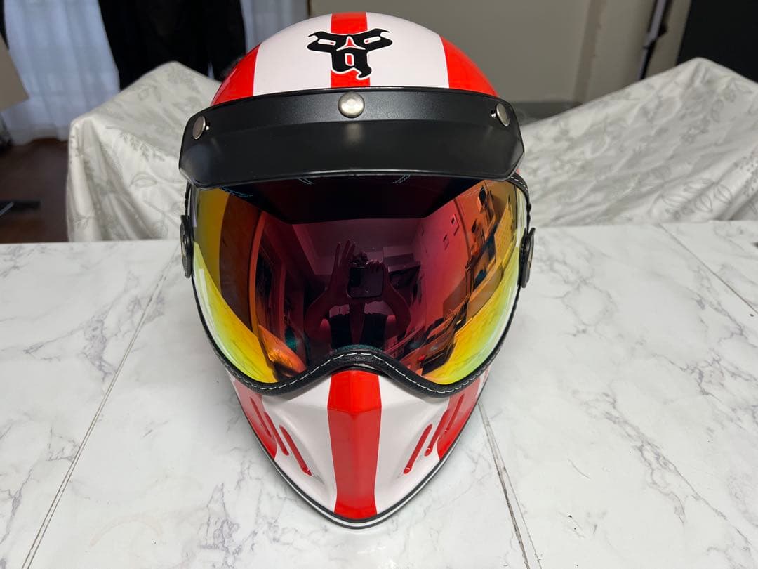 【極美品】Voss フルフェイス ヘルメット　レッド　専用ゴーグル付き