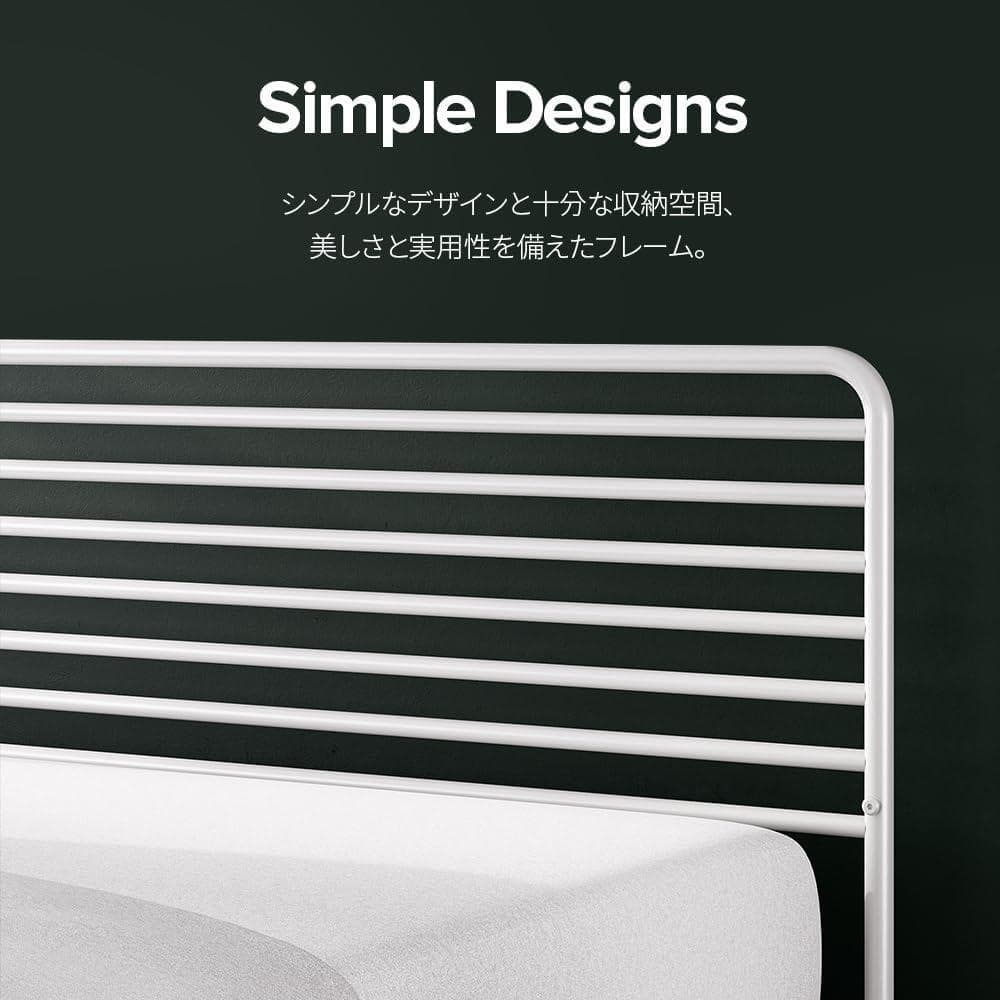 ZINUS メタル ベッドフレーム ダブル ホワイト ジヌス RPPBAW