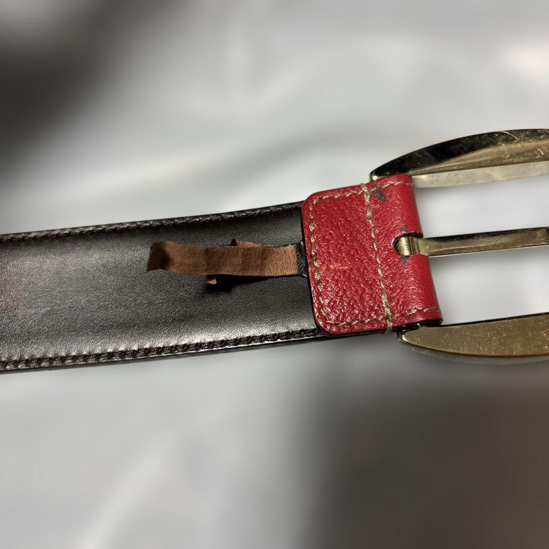[レアカラー]GUCCI ベルト レザー キャンバス ロゴ イタリア製 ゴールド
