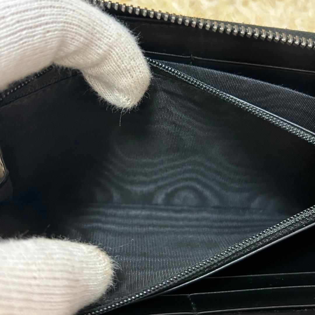 美品✨ グッチ シマ レザー ラウンドジップ 長財布　ブラック