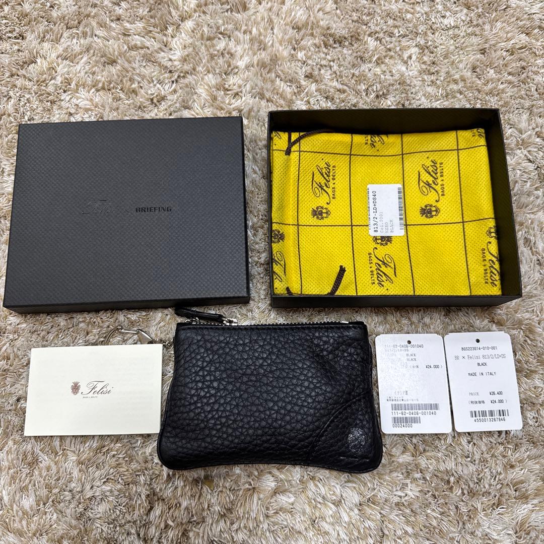 フェリージ＆BRIEFING コラボブラックレザーケース　⭐︎希少な黒