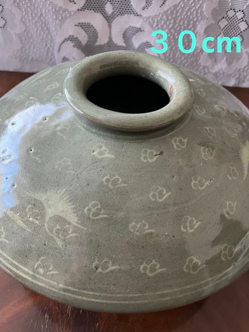 高麗青磁　象嵌　花入れ　花器　花びん　アンティーク　中国　骨董　鳳凰　雲