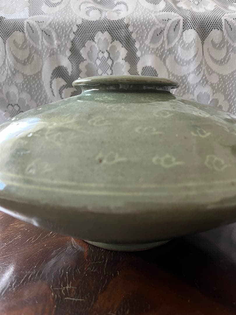 高麗青磁　象嵌　花入れ　花器　花びん　アンティーク　中国　骨董　鳳凰　雲