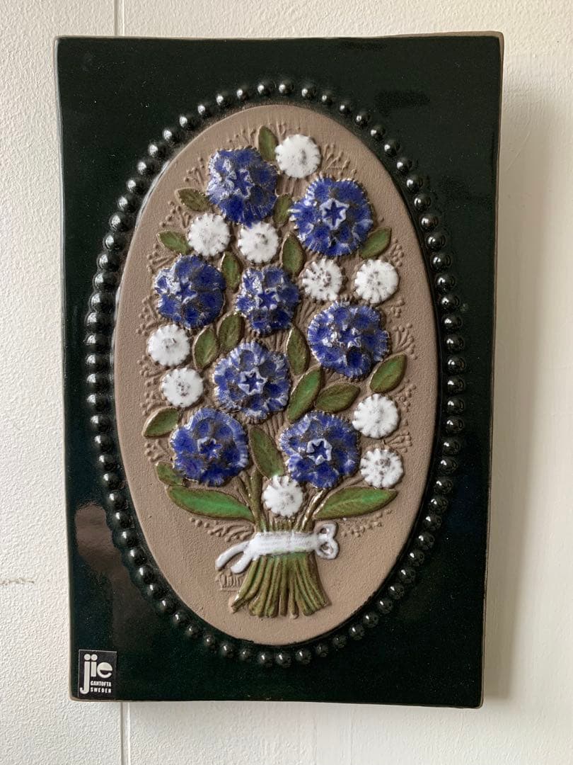 ジィー　ビンテージ花柄陶板　細かくて美しいです！