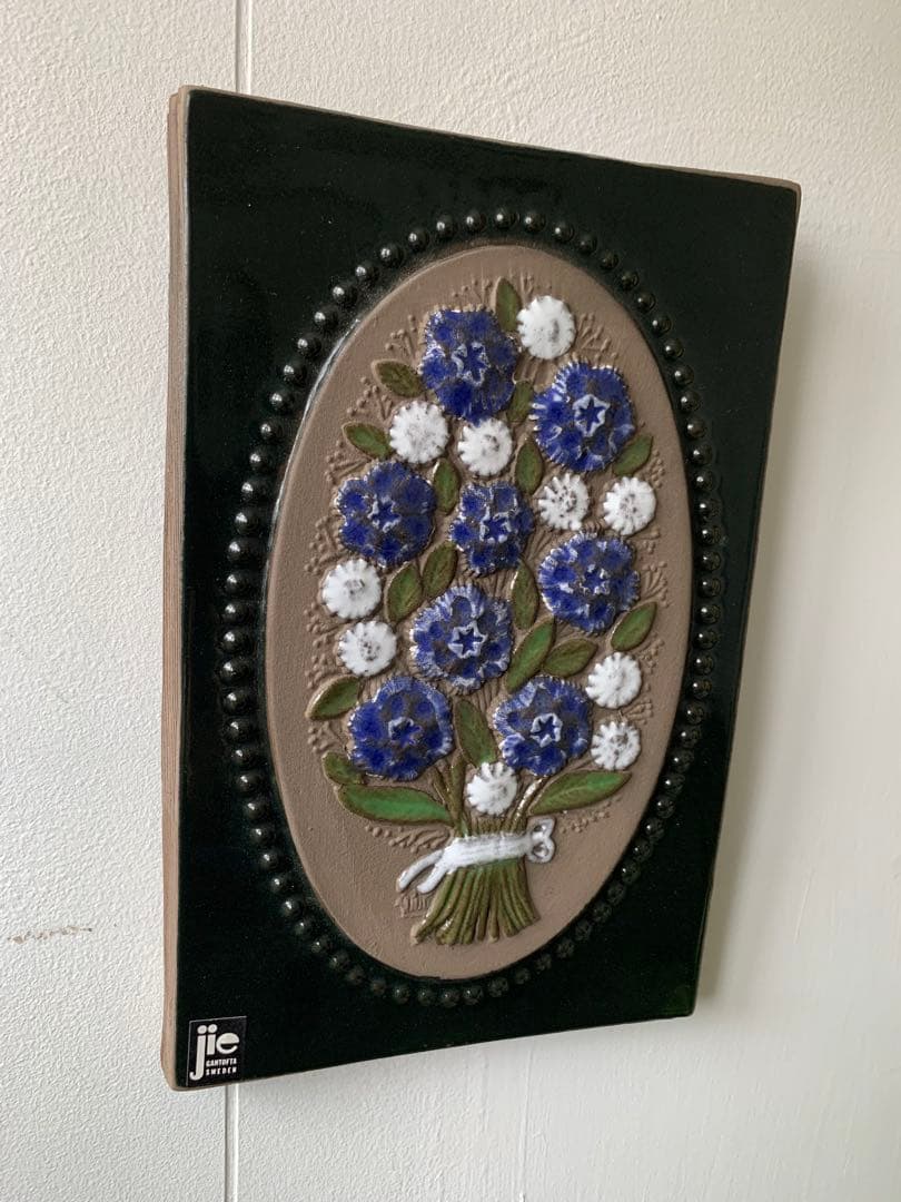 ジィー　ビンテージ花柄陶板　細かくて美しいです！