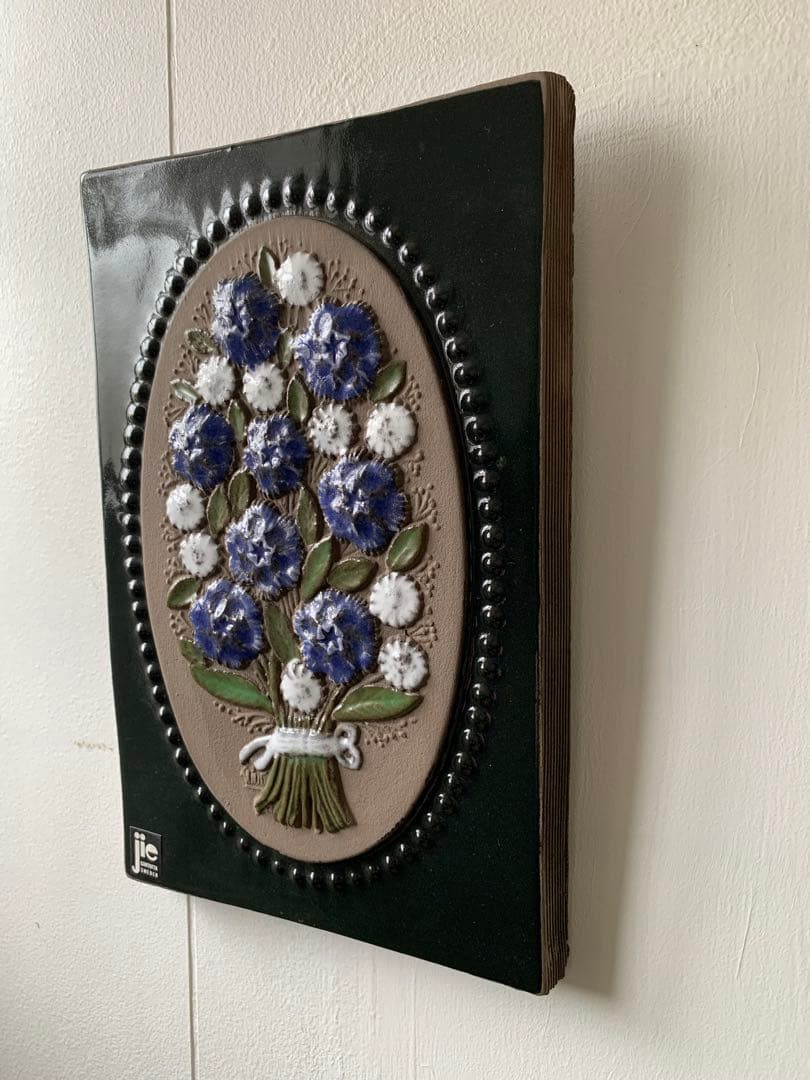 ジィー　ビンテージ花柄陶板　細かくて美しいです！