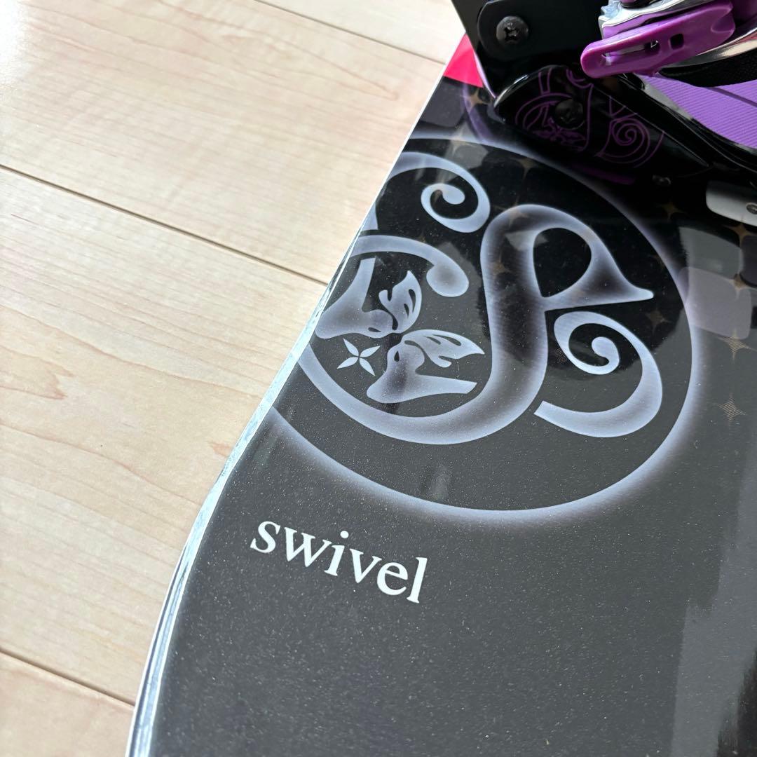 Swivel 黒と紫のスノーボードとビンディングのセット 140cm