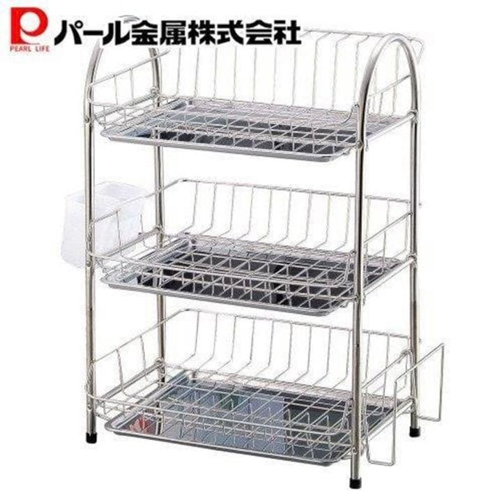 エマーブル 3段式 水切りバスケット H-6144 パール金属