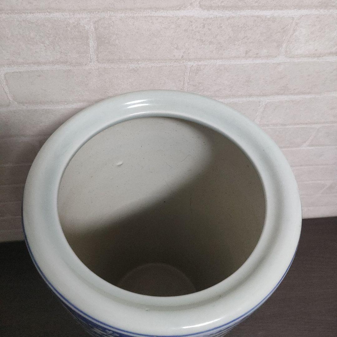 陶器製 染付 傘立て 宝船 七福神 唐草
