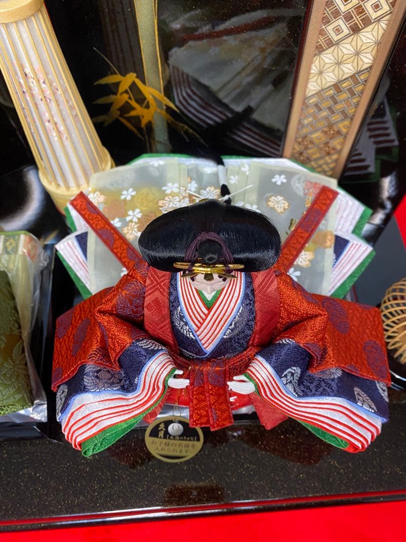東京久月　人形師　光園作　雛人形親王飾り・伝統工芸　寄木細工・お子様名前プレート