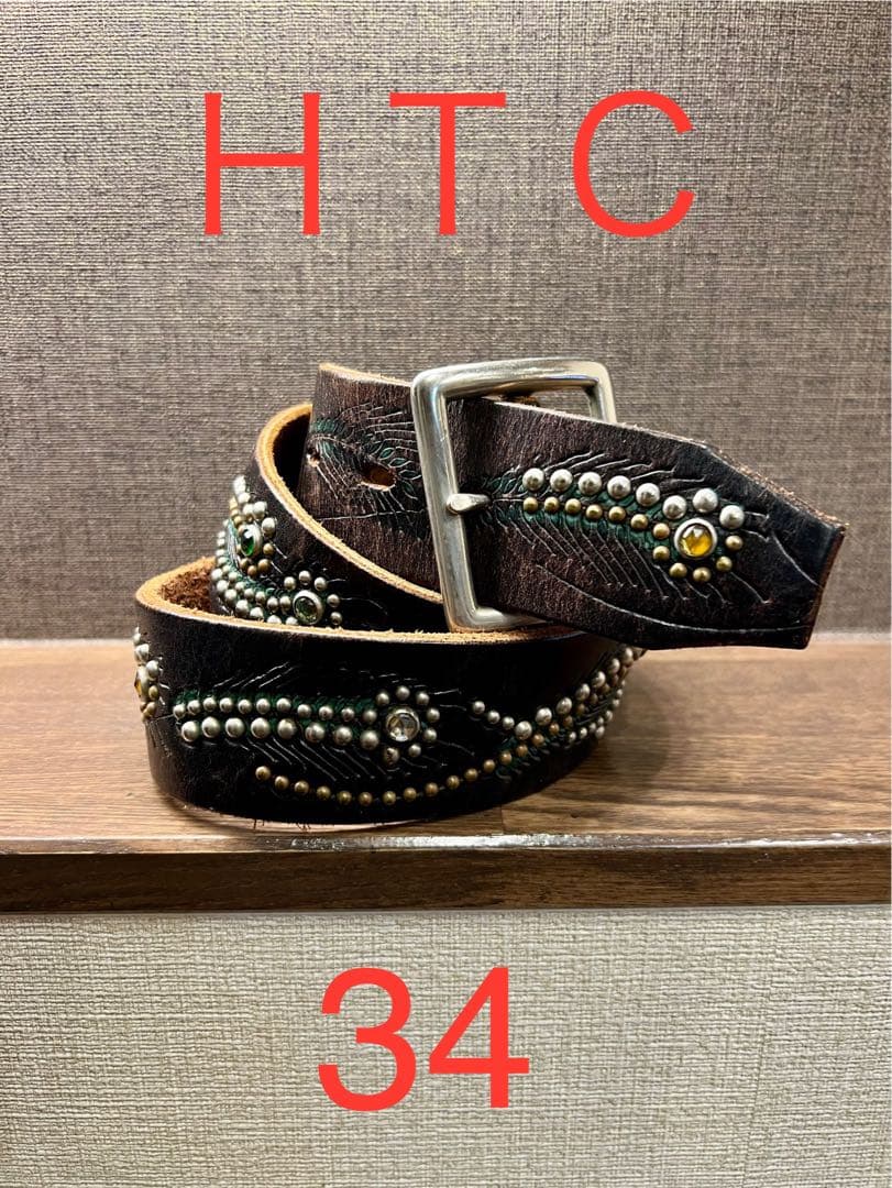 【激レア】 HTCスタッズベルト 34インチ フェザー エンボス ブラック