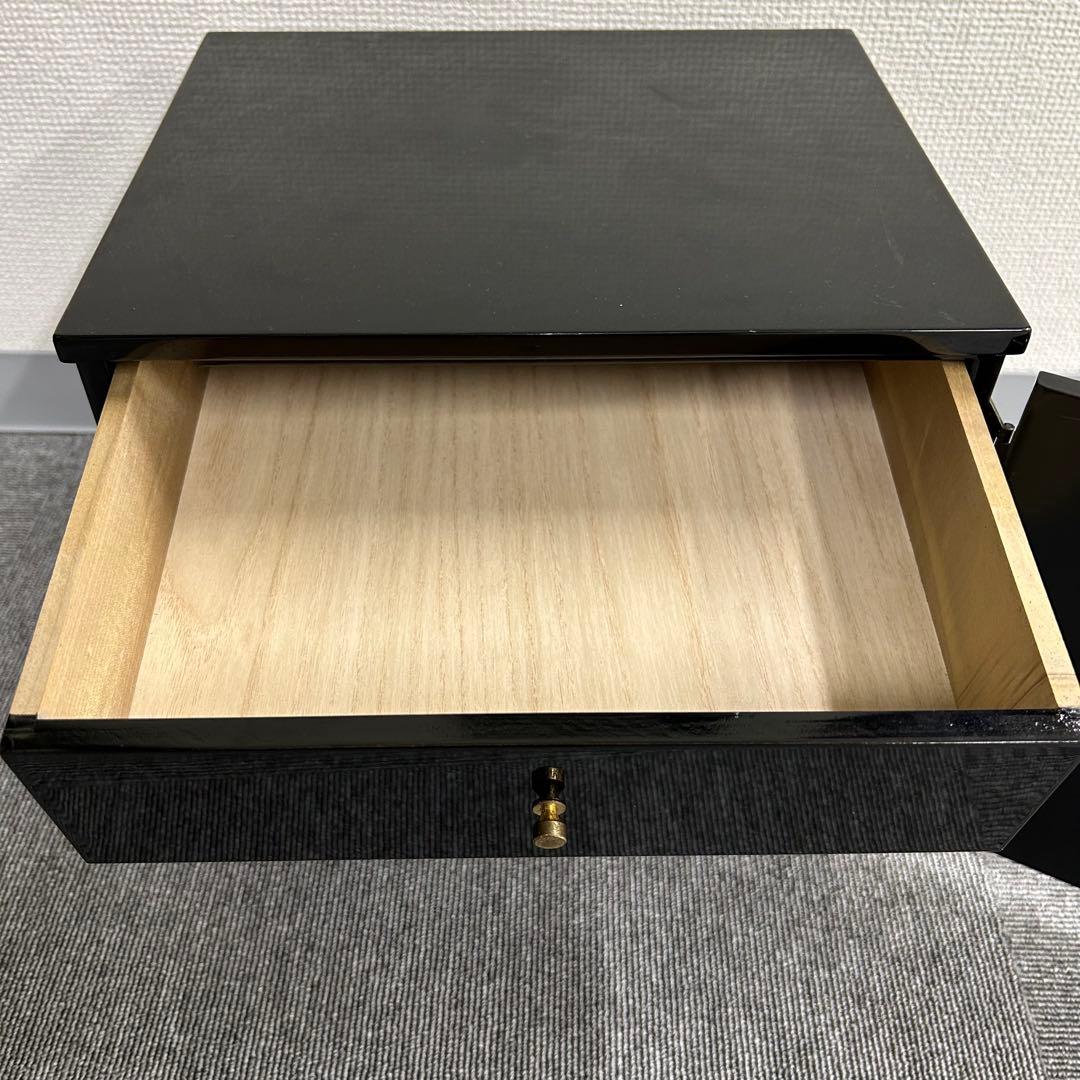 日本製 漆器 小箪笥 黒漆 蒔絵 大阪漆 工房印 昭和レトロ