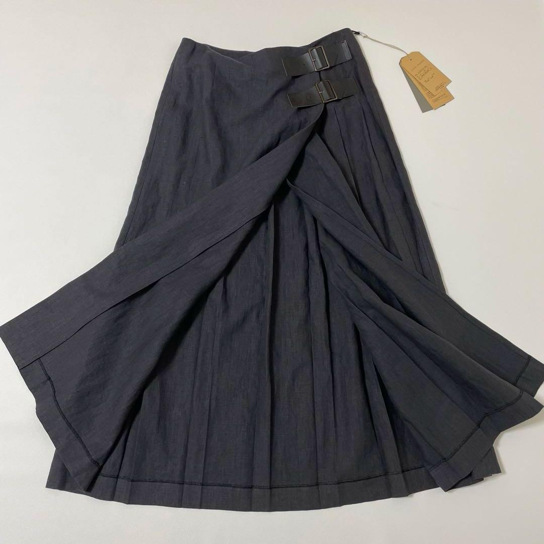 新品✨PLAIN PEOPLE ラップスカート ベルト付 リネン ロング丈