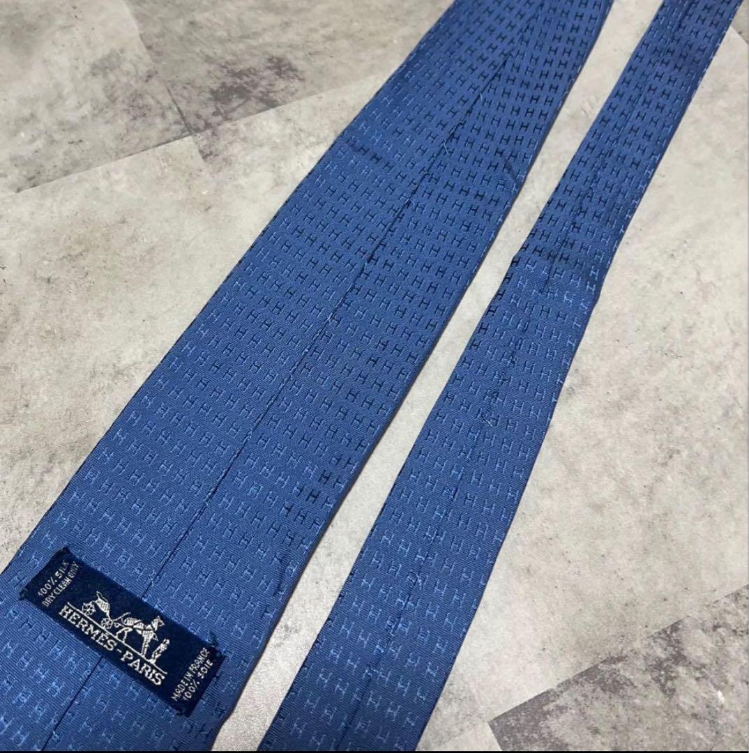 HERMES ネクタイ ハイブランド ファソネ ブルー
