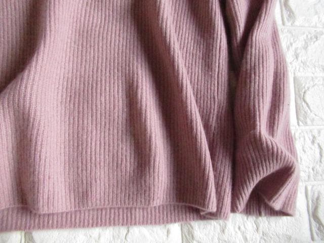 ラウンジドレス 上質 カシミヤ100％ 女っぷり起毛Vネックニット くすみピンク