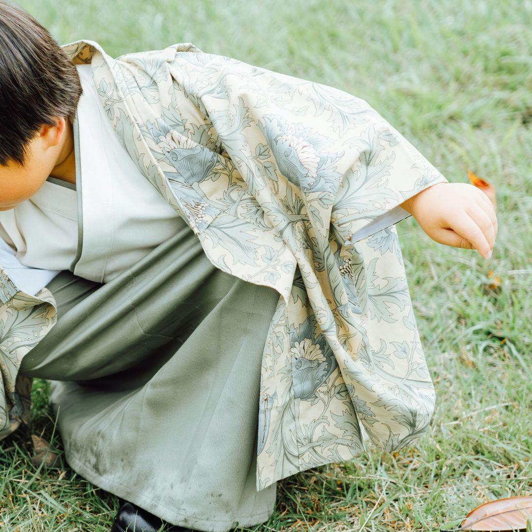 と*布様 七五三　5歳　羽織袴　キッズ　袴　和服　和装　ウィリアムモリス　アネモ
