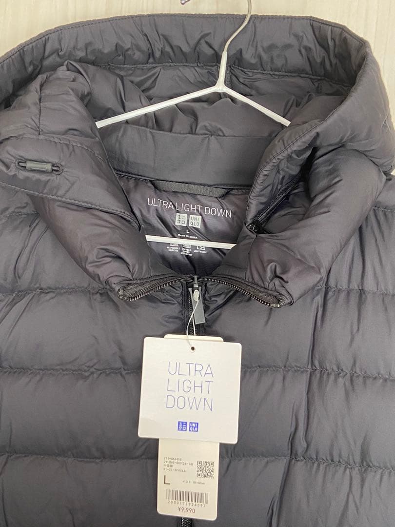 新品UNIQLO レディース　ライトダウン　ロングコート　L ブラック 黒　袋