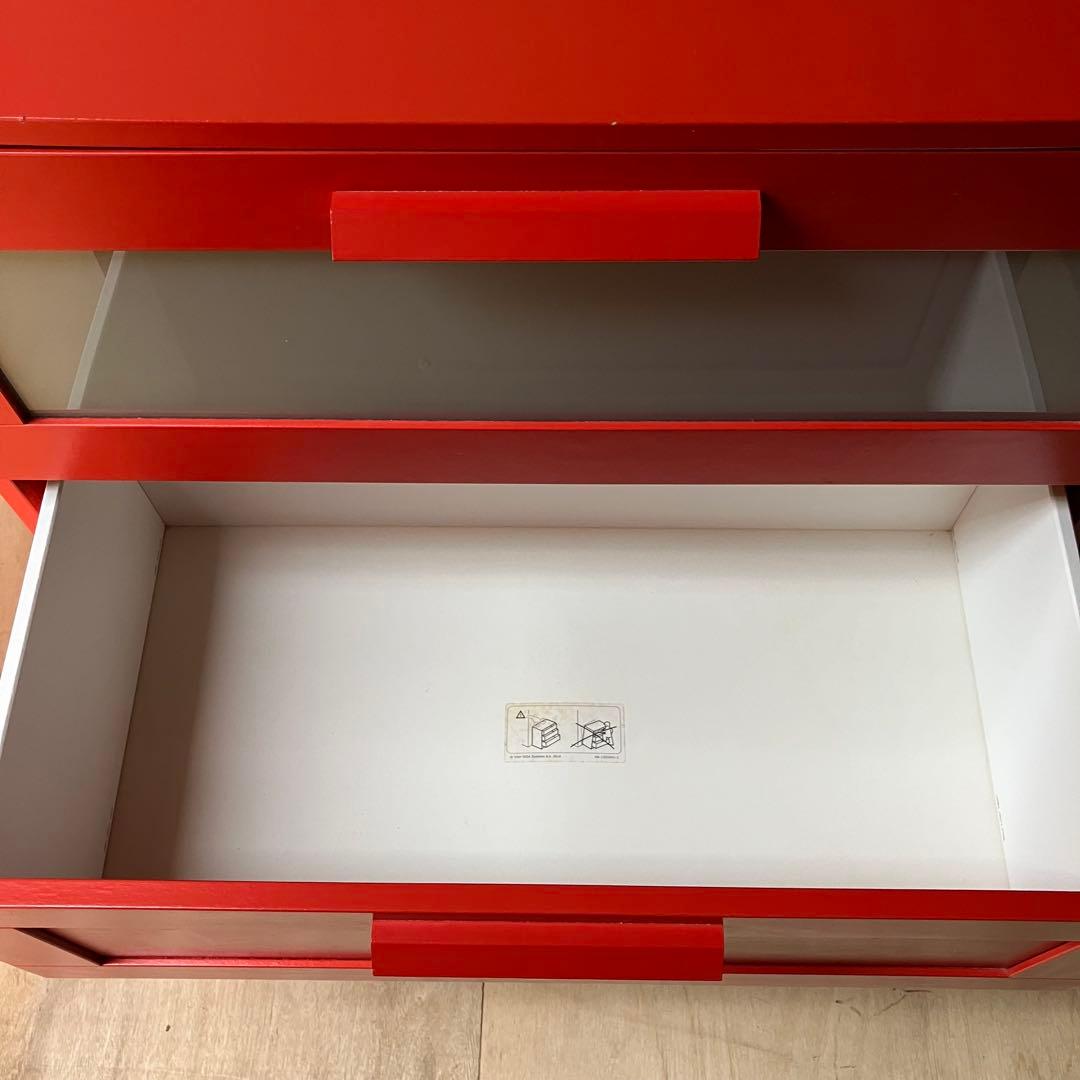 A2E62■IKEA BRIMNES イケア ブリムネス 3段チェスト レッド