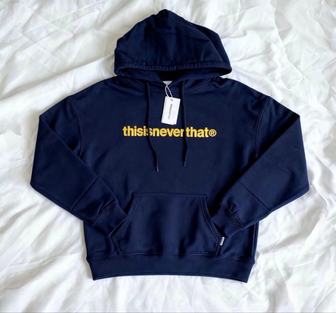thisisneverthat ネイビー ロゴ刺繍パーカー　男女兼用　Mサイズ
