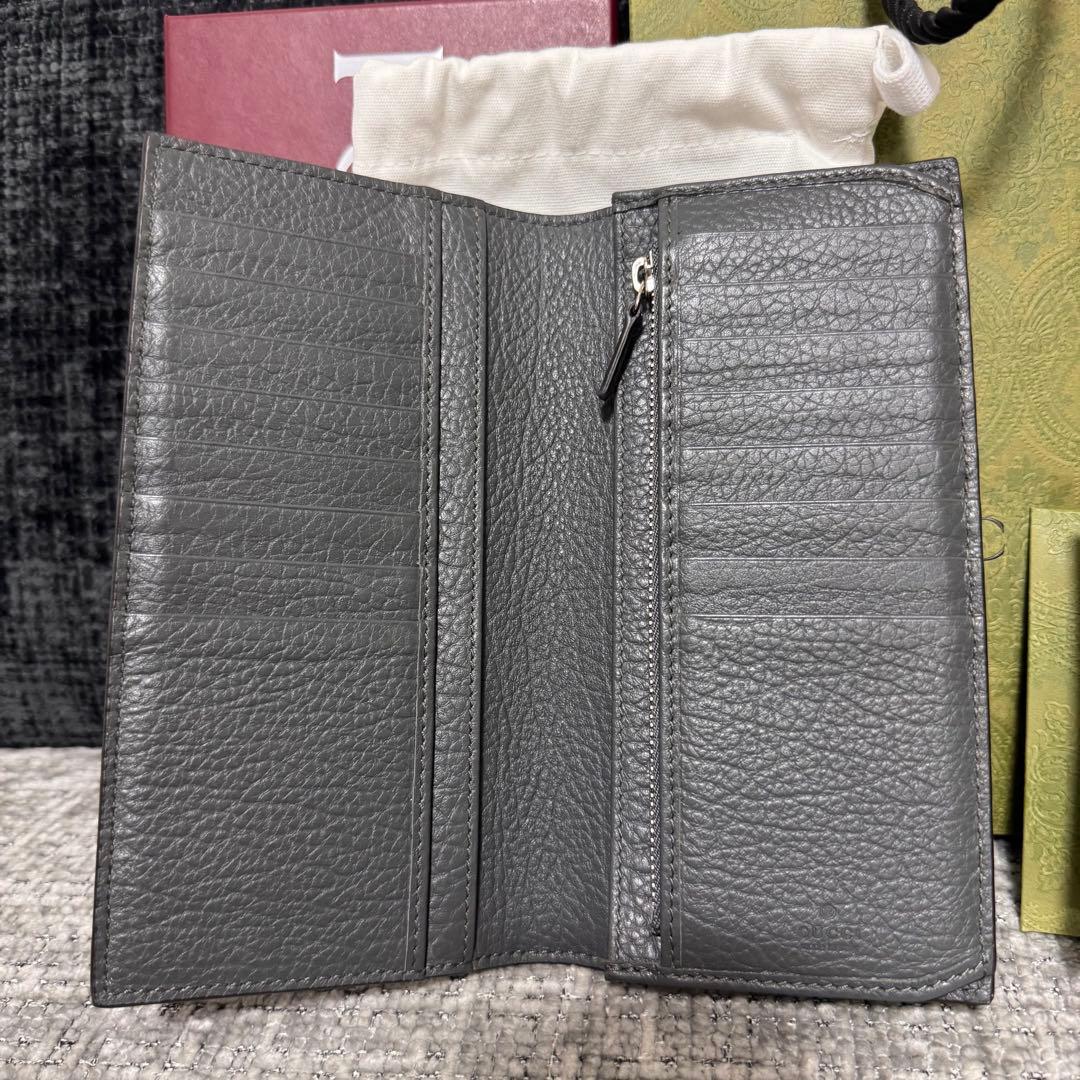 GUCCI グッチ　ダブルG ロングウォレット 長財布グレー　795331