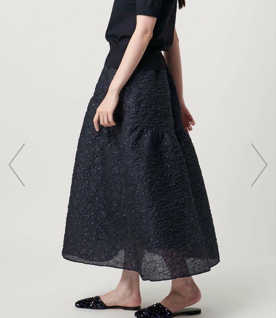 最終値下げ　 united arrows ジャガードスカートS 36 ネイビー