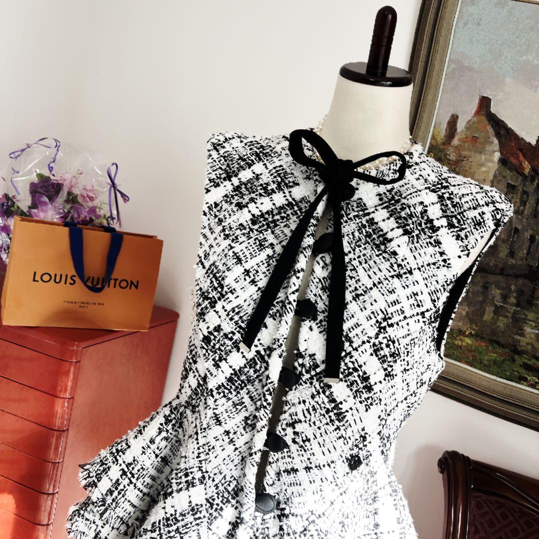 極美品　LOUISVUITTON ヴィトン　ツイード　ベスト　リボン　ジャケット