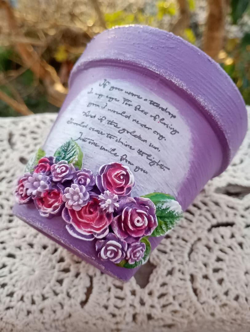 №185 リメ鉢♡リメイク鉢♡ハンドメイド♡3号薔薇