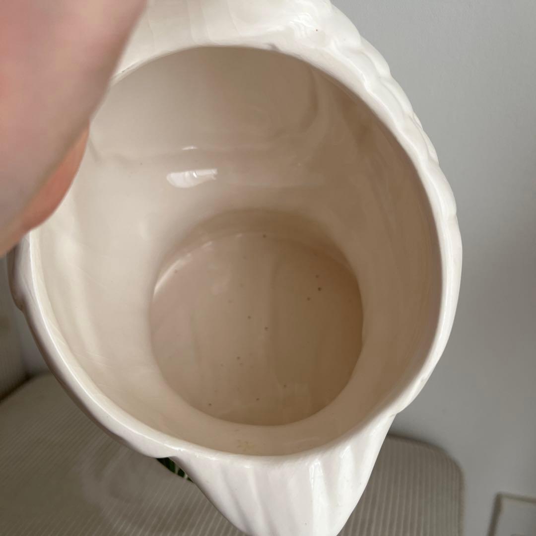 アヒル型陶器花瓶 花柄エプロン　手書き　ポルトガル製