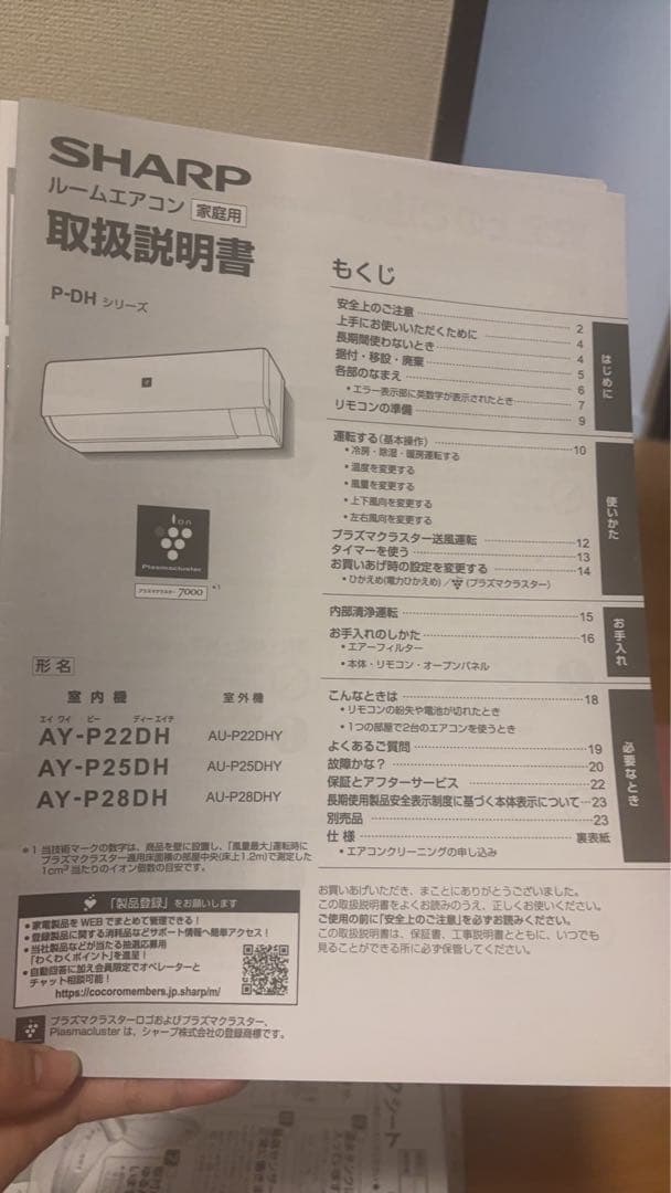【引き取り限定】SHARP AY-P22DHシリーズ エアコン本体 6畳用