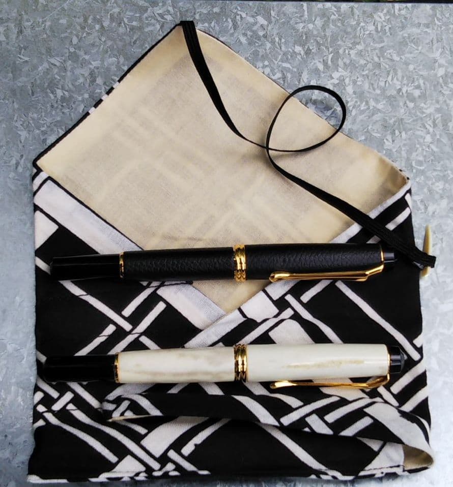 くれ竹万年毛筆 夢銀河 本革  鹿角/本革セット