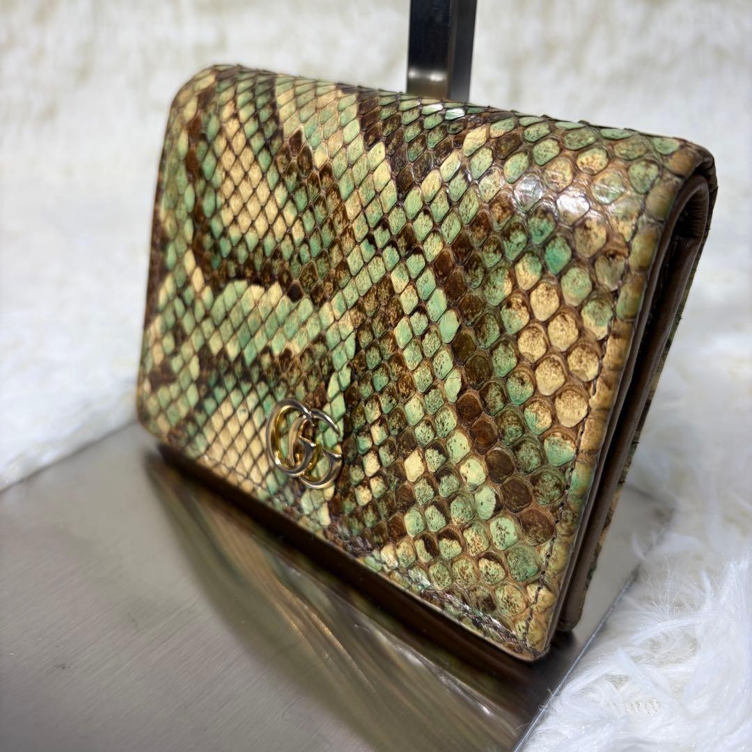 【✨美品✨】グッチ パイソン GGマーモント 二つ折り コンパクトウォレット