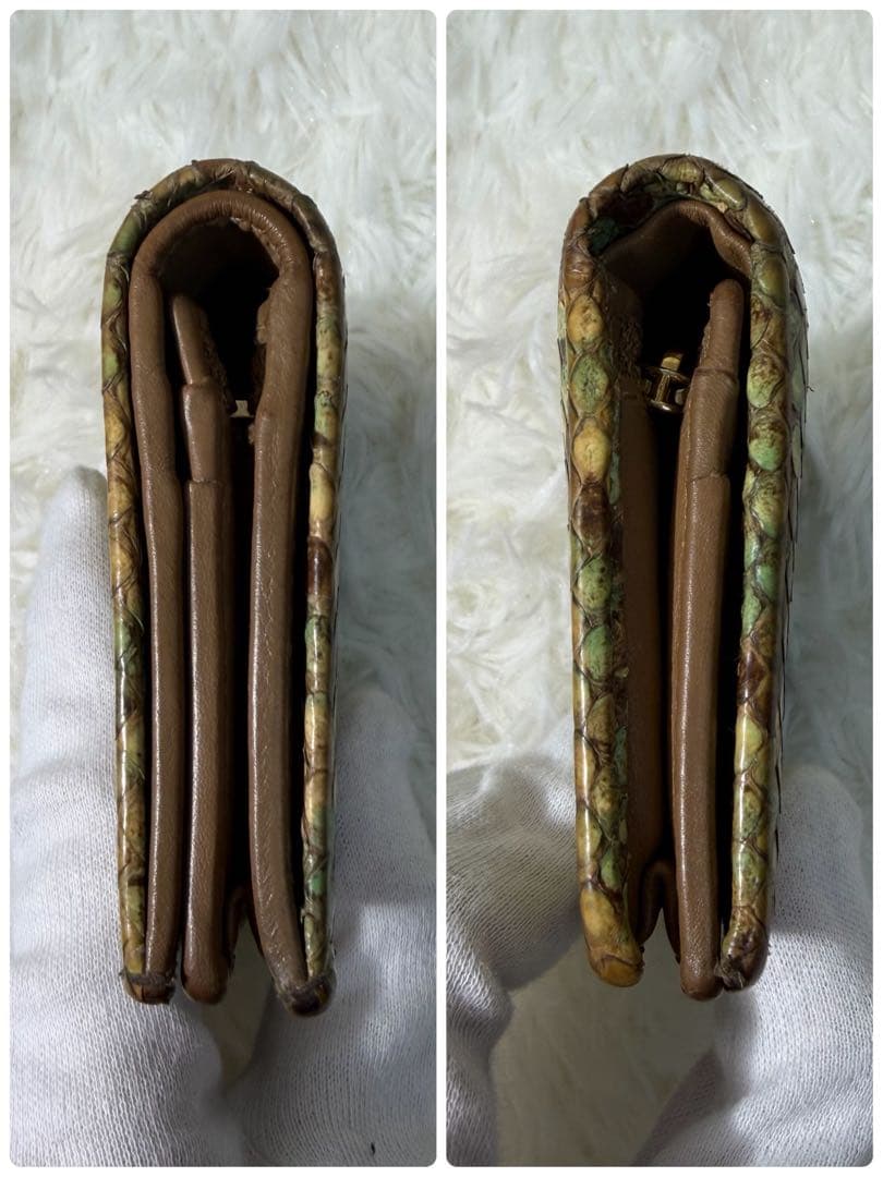 【✨美品✨】グッチ パイソン GGマーモント 二つ折り コンパクトウォレット