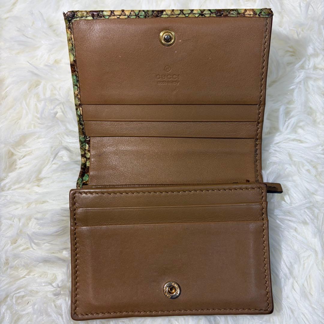 【✨美品✨】グッチ パイソン GGマーモント 二つ折り コンパクトウォレット