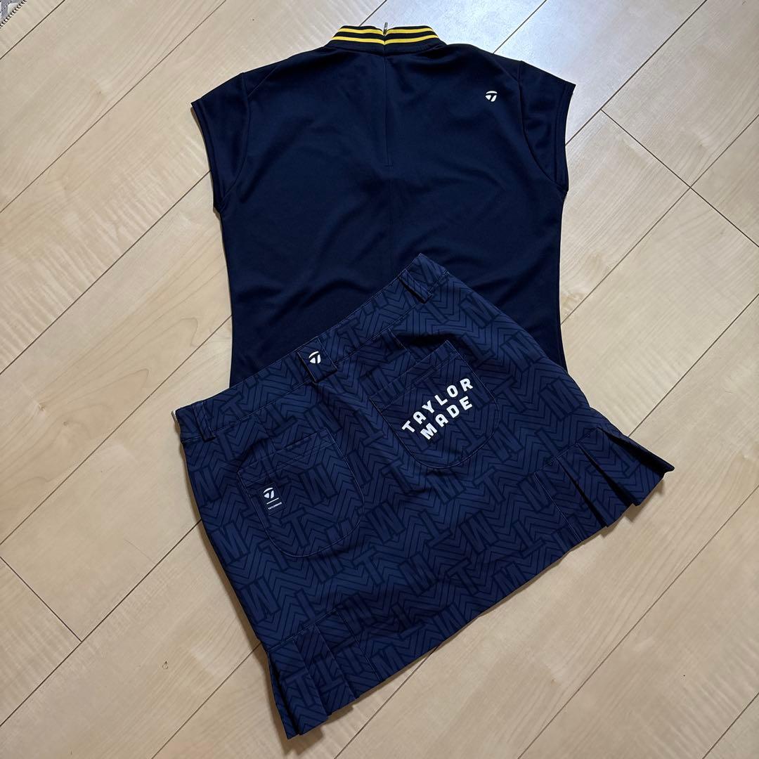 テーラーメイド　ゴルフ　ウエア　ポロシャツ プリーツスカート　2点　ネイビー系