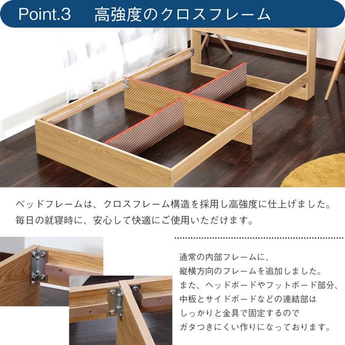 【R】セミダブル　マットレスなし【収納あり】 送料込み！5