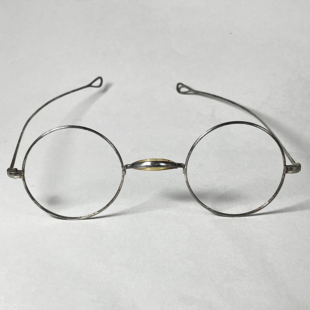 1860s フレンチアンティーク メタル 丸眼鏡 イタリア スカルテンプル 一山