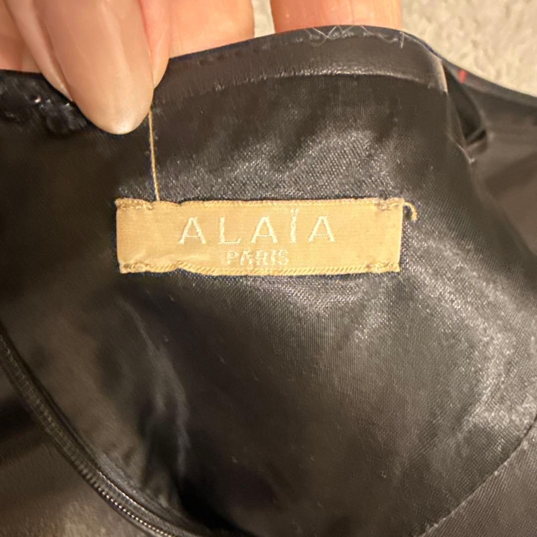 値下げALAÏA アライア レザースカート ブラック本革　モードファッション
