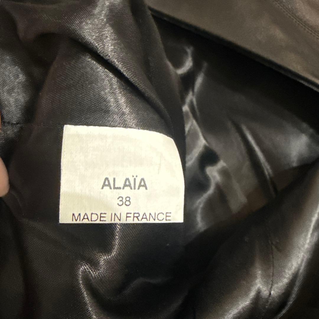 値下げALAÏA アライア レザースカート ブラック本革　モードファッション