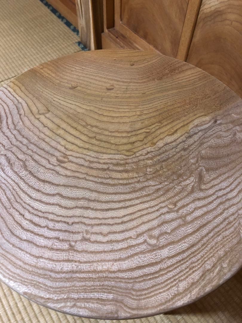 1243 建具屋一筋58年のおじいちゃんの手作りスツール、テーブル☆けやき