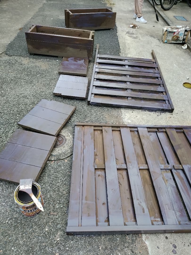 ウッド物置2個セット解体できます.ウッド茶色塗り付き値下げ