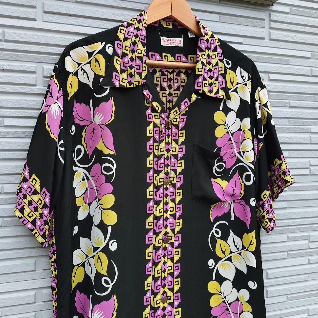✨️新品✨️SUN SURF ハワイアンシャツ✅️ブラック L‼️