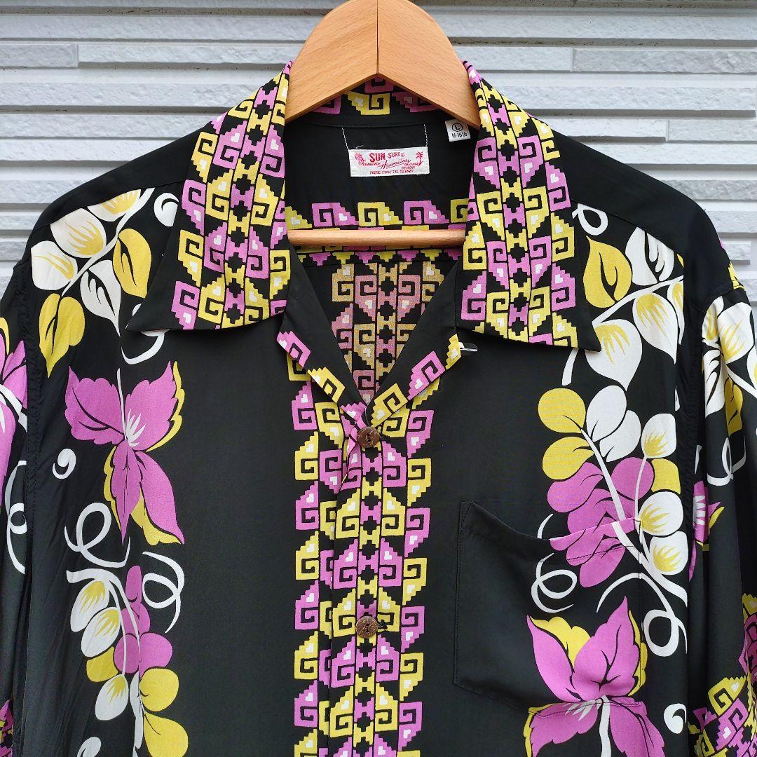 ✨️新品✨️SUN SURF ハワイアンシャツ✅️ブラック L‼️