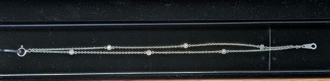 ホワイトゴールド ダブルチェーン ダイヤモンド ブレスレット