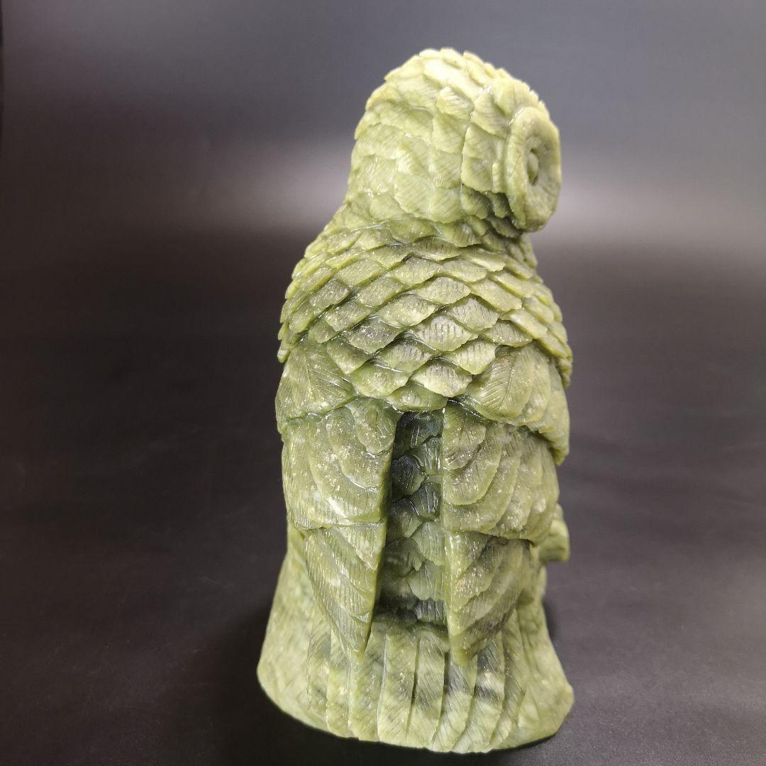 1.美品　岫玉(しゅうぎょく)で作った　ふくろう　天然石　処分