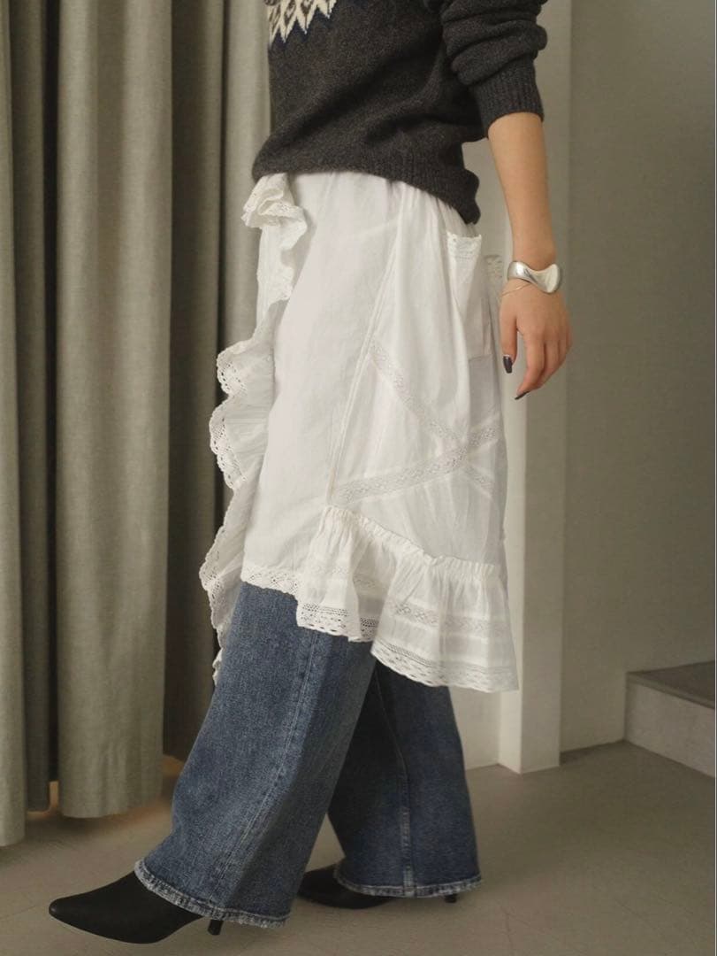スカート crinkle crinkle crinkle apron skirt