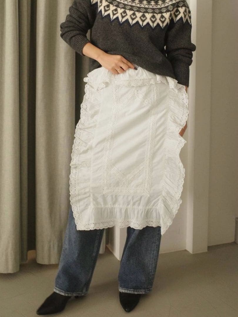 スカート crinkle crinkle crinkle apron skirt
