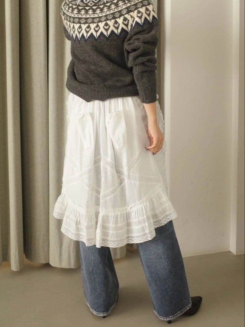 スカート crinkle crinkle crinkle apron skirt